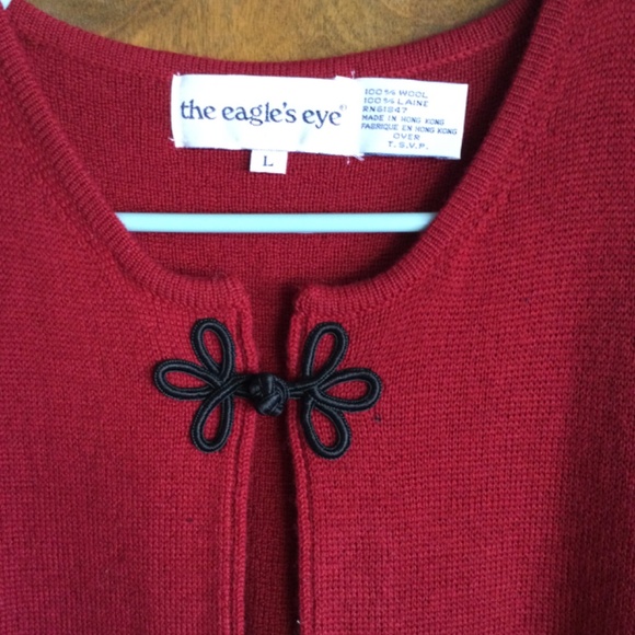 Vintage Eagles Eye 100%wool Red with black embellishments womens Vest sz L - Picture 5 of 5